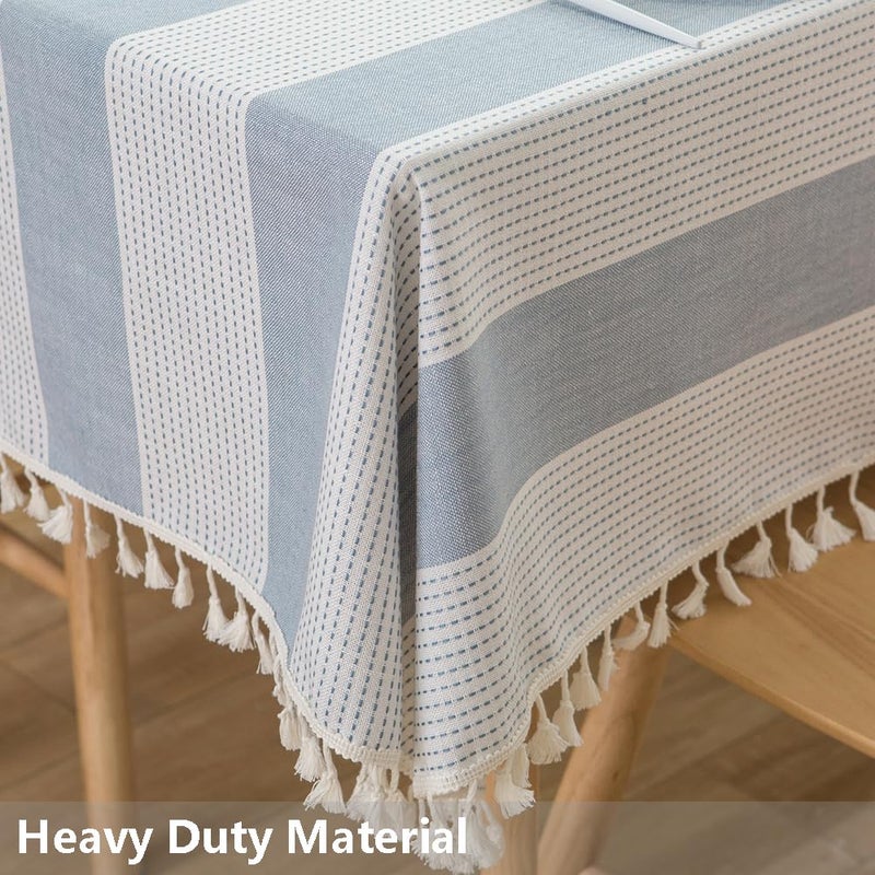 TruDelve Cloth Tablecloths Blue and White Striped Rectangular Tablecloth Oblong Cotton Tablecloths 8 Foot Table Cloths for Rectangle Tables (98"x55", Blue) - Image 3